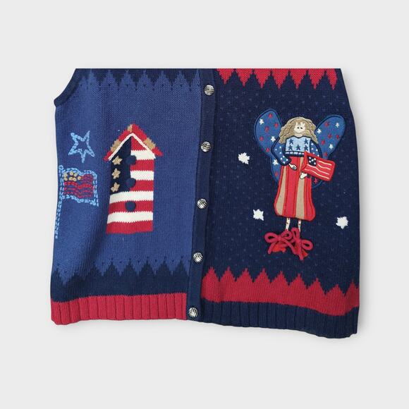 Womens The Quacker Factory Knit American Flag Patriotic Vest Size Small - Picture 4 of 6